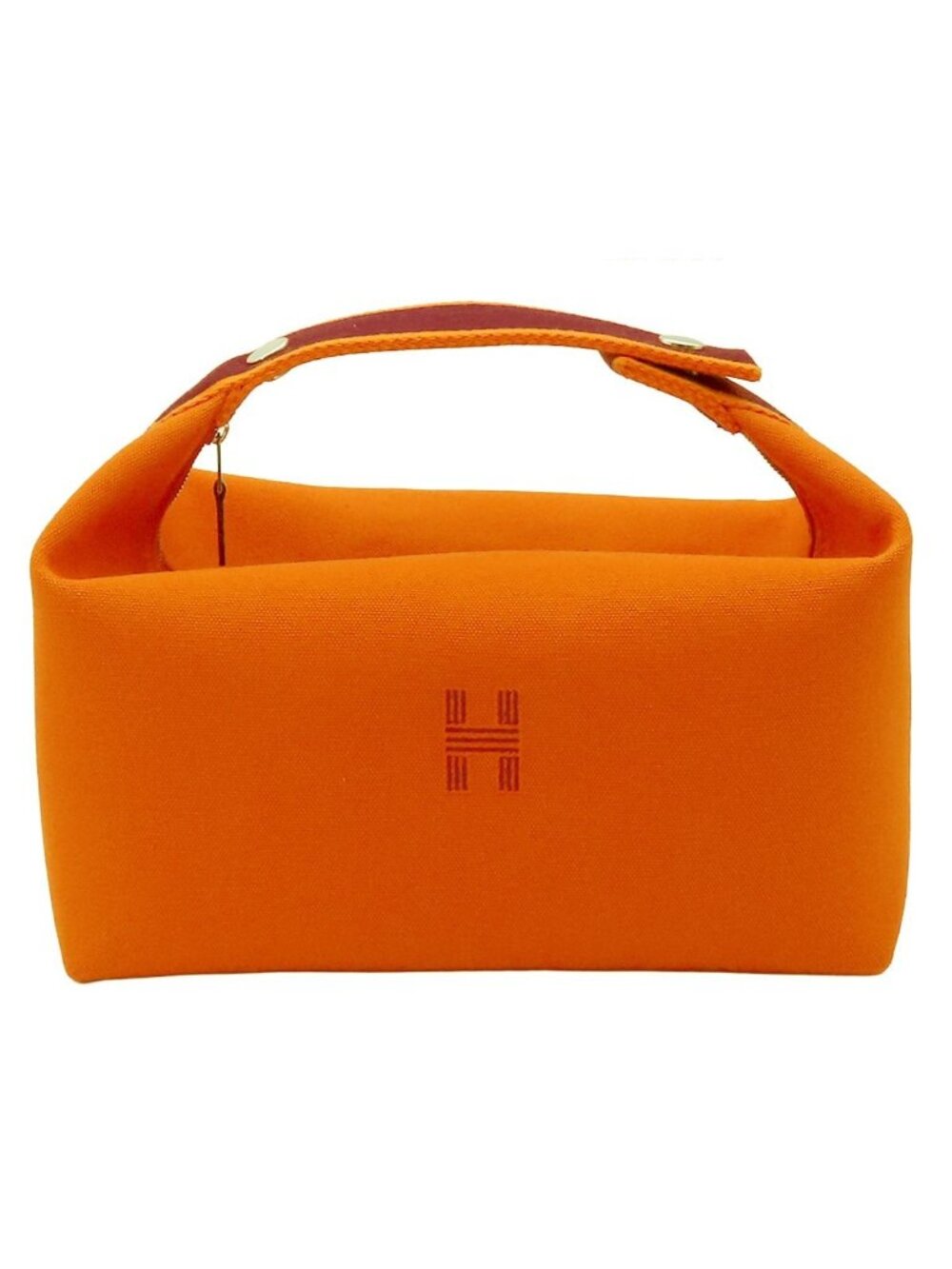 Hermes Brid-a-brac Orange Fou Silver Cotton Canvas GM Bath Pouch Handbag